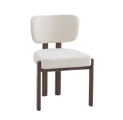 BAGUETTE CHAIR WITH WALNUT EFFECT LEGS IN BEIGE CHENILLE SERGE FABRIC.