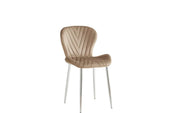 COLONNA CHAIRS WITH SILVER LEGS IN TAUPE VELVET.