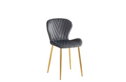 COLONNA CHAIRS WITH GOLD LEGS IN ANTHRACITE VELVET.
