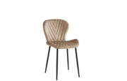 SILLA COLONNA CON PATAS DE METAL NEGRO Y TAPIZADO DE TERCIOPELO GRIS TOPO.