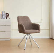 LOLA CHAIRS WITH SILVER LEGS IN TAUPE FABRIC.MEASURING 49X46X88CM