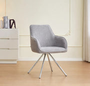 LOLA CHAIRS WITH SILVER LEGS IN GREY FABRIC.MEASURING 49X46X88CM