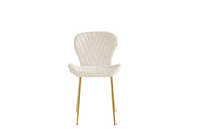 COLONNA CHAIR WITH GOLD LEGS AND BEIGE VELVET FABRIC.