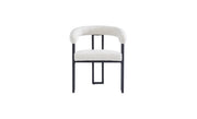 NAIA CHAIRS WITH BLACK  METAL LEGS AND LATTE SEAT.