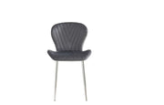 COLONNA CHAIR WITH SILVER METAL LEGS AND ANTHRACITE VELVET FABRIC.