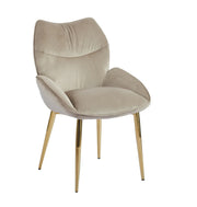 LOHA CHAIRS IN BEIGE VELVET AND GOLD FEETS.
