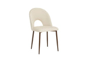 TEDDY CHAIRS WITH WALNUT METAL LEGS IN BEIGE VELVET.