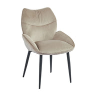 LOHA CHAIR WITH BLACK METAL LEGS IN TAUPE  VELVET.