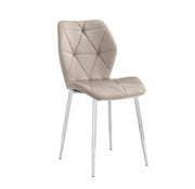 SHELL CHAIR WITH SILVER LEGS IN TAUPE VELVET.