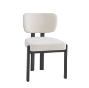 BAGUETTE CHAIR WITH BLACK EFFECT LEGS IN BEIGE CHENILLE SERGE FABRIC.