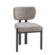 BAGUETTE CHAIR WITH BLACK EFFECT LEGS IN MOCHA CHENILLE SERGE FABRIC.