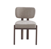 BAGUETTE CHAIR WITH WALNUT EFFECT LEGS IN MOCHA CHENILLE SERGE FABRIC.