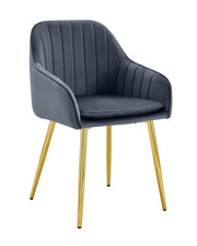 PAMS CHAIR WITH GOLD LEGS IN ANTHRACITE VELVET.