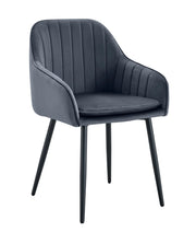 PAMS CHAIR WITH BLACK LEGS IN ANTHRACITE VELVET.