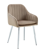SILLÓN PAMS CON PATAS PLATEADAS EN TERCIOPELO TOPO.
