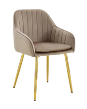 PAMS CHAIR WITH GOLD LEGS IN TAUPE VELVET.