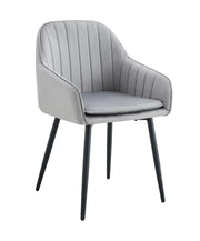 SILLA PAMS CON PATAS NEGRAS EN TERCIOPELO GRIS.