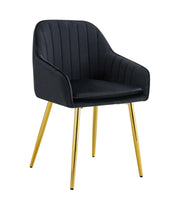 PAMS CHAIR WITH GOLD LEGS IN BLACK VELVET.