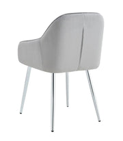 PAMS CHAIR WITH SILVER LEGS IN GREY VELVET.