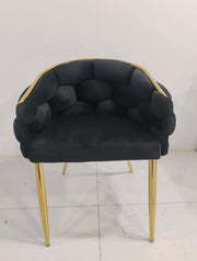 BALLON DESIGN CHAIRS IN BLACK VELVET AND GOLD FINISHING.