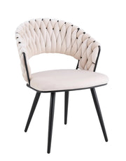 CARLINA CHAIRS WITH BLACK METAL LEGS IN BEIGE VELVET.