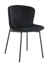 SILLAS HAILEY CON PATAS DE METAL NEGRO Y ASIENTO DE TERCIOPELO NEGRO.