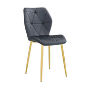SILLÓN SHELL EN TERCIOPELO ANTRACITA/GRIS OSCURO CON PATAS DORADAS.