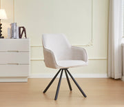 SILLAS LOLA CON PATAS DE METAL NEGRO Y ASIENTO DE TELA BLANCO ROTO/BEIGE.