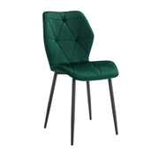 SILLÓN SHELL EN TERCIOPELO VERDE Y PATAS DE METAL NEGRO.