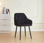 JADE CHAIR WITH BLACK METAL LEGS IN BLACK VELVET.