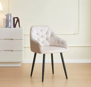 JADE CHAIR WITH BLACK METAL LEGS IN BEIGE VELVET.