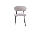 LULU CHAIRS WITH BLACK METAL LEGS IN MOCHA SERGE FABRIC.