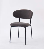 LULU CHAIRS WITH BLACK METAL LEGS IN GREY RIBBED FABRIC.
