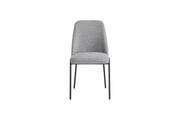 SILLA CALI CON PATAS DE METAL NEGRO Y ASIENTO GRIS EN TELA EFECTO LINO
