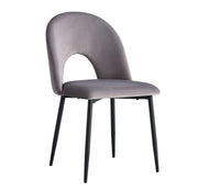 TEDDY CHAIRS WITH BLACK METAL LEGS AND ANTHRACITE VELVET SEAT.
