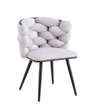 SILLAS LOLIPOP CON PATAS DE METAL NEGRO Y ASIENTO DE TERCIOPELO GRIS CLARO.