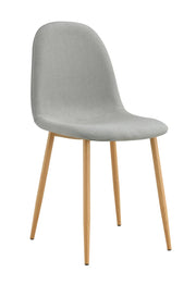SILLAS ESCANDINAVAS CON PATAS DE MADERA EN TELA GRIS.
