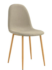 SCANDINAVIAN CHAIRS WITH WOODEN LEGS IN MOCHA FABRIC.