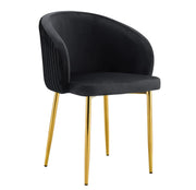 CARLITA CHAIRS IN BLACK VELVET AND GOLD LEGS.