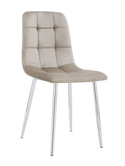 SILLAS ELISA CON PATAS PLATEADAS Y ASIENTO DE TERCIOPELO GRIS TOPO.