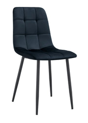 ELISA CHAIR WITH BLACK METAL LEGS IN BLACK VELVET.