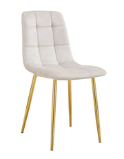 ELISA CHAIR WITH GOLD LEGS IN BEIGE VELVET.