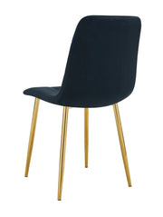 SILLA ELISA CON PATAS DORADAS Y ASIENTO DE TERCIOPELO NEGRO.