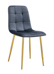 ELISA CHAIR WITH GOLD LEGS IN ANTHRACITE/DARK GREY VELVET SEAT.