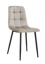 SILLA ELISA CON PATAS DE METAL NEGRAS EN TERCIOPELO TOPO.