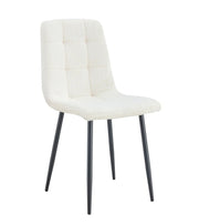 ELISA CHAIR WITH BLACK METAL LEGS IN TEDDY FABRIC.