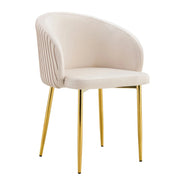 CARLITA CHAIRS IN BEIGE VELVET AND GOLD METAL LEGS.