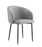 CARLITA CHAIRS IN GREY VELVET AND BLACK METAL LEGS.