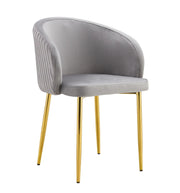 CARLITA CHAIRS IN GREY VELVET AND GOLD METAL LEGS.