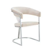 BRITTANY CHAIRS WITH BEIGE VELVET AND SILVER FINISHING .